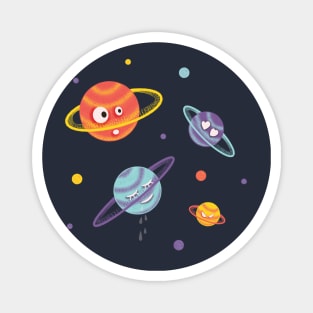 Cute Planets Cartoon Space Magnet